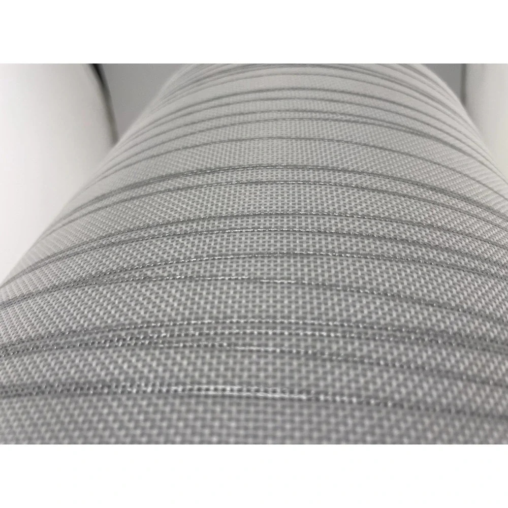Fabric Lampshade White Off White Silver‎ Metallic Stripe Empire Tapered 9